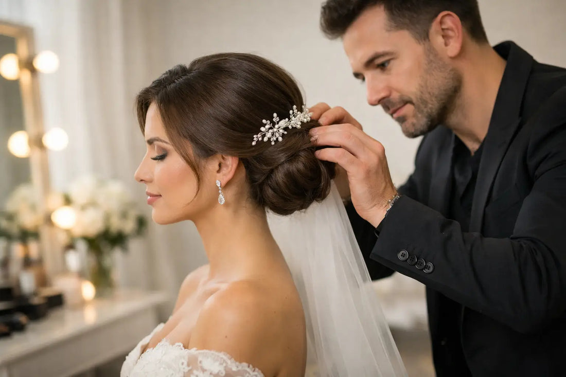 Recogido nupcial clásico para una novia elegante